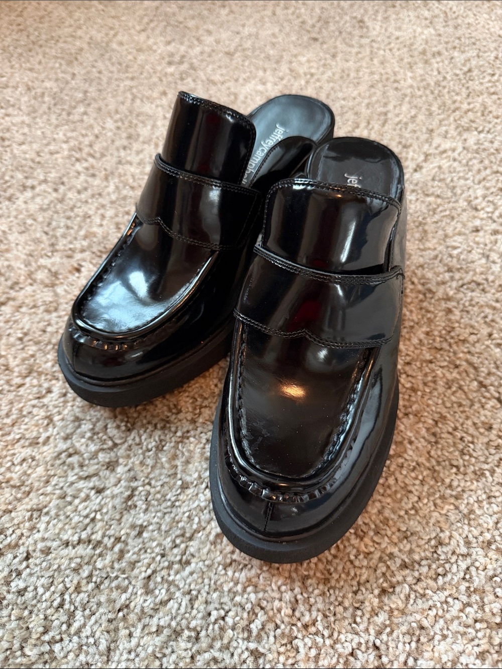Jeffrey Campbell Kerri Black Patent Platform Mules